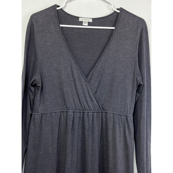 Garnet Hill Women’s Small Gray Long Sleeve Cross Over V-Neck Knee Length Dress - Picture 4 of 7